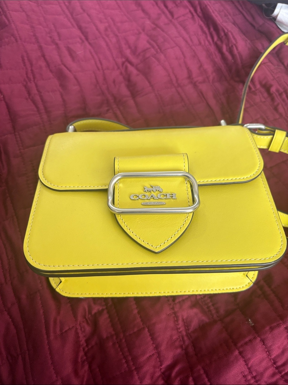Coach Bright Yellow Pebble Leather Crossbody